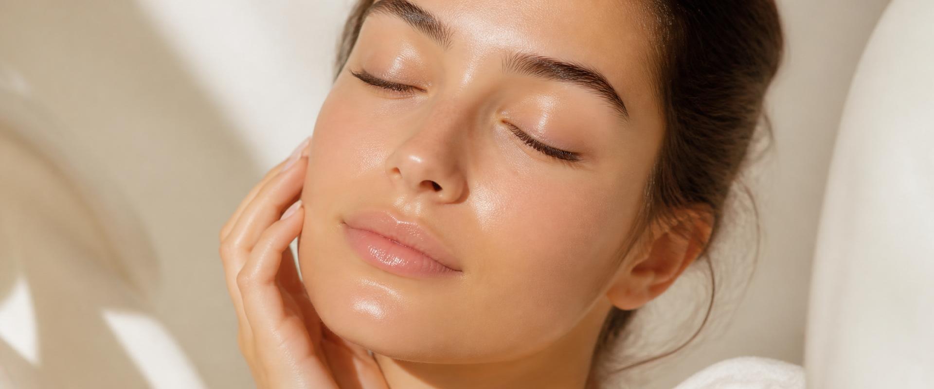 Serene woman with glowing healthy skin
